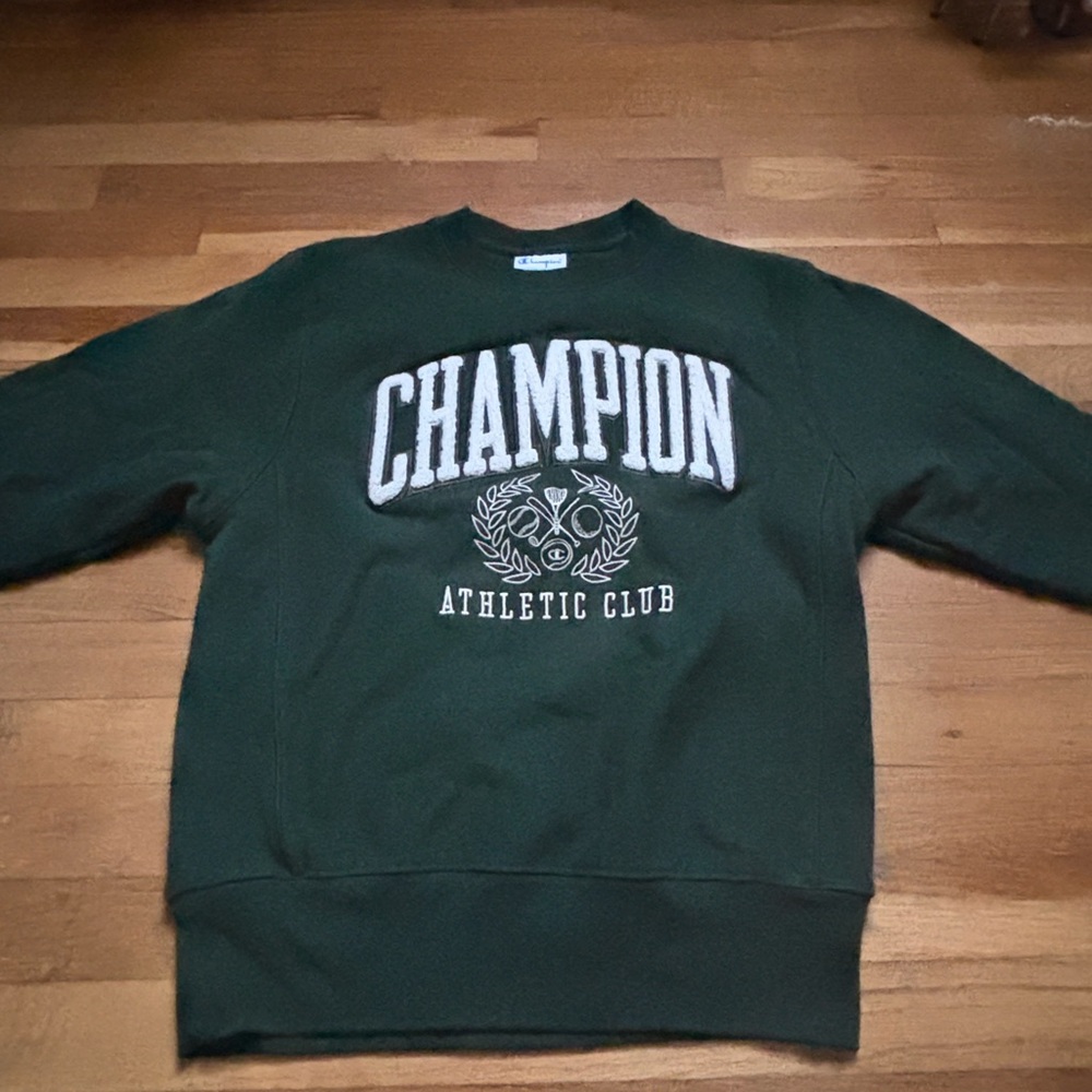 Champion Green Crewneck Sweater Classic Style